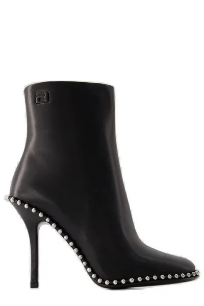 Alexander Wang Stud Embellished Round Toe Boots In Black