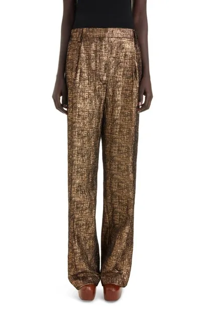 Dries Van Noten Porter Metallic Tweed Wide-leg Pants In Gold