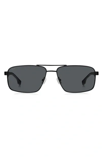 Hugo Boss 59mm Aviator Sunglasses In Matte Black Grey