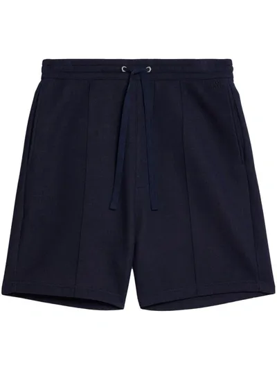 Ami Alexandre Mattiussi Wool Blend Trackshorts In Navy Blue