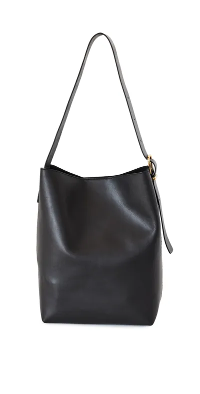 Madewell The Essential Bucket Tote In Leather True Black