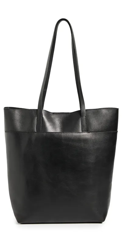 Madewell Essentials Mini Leather Tote In Black