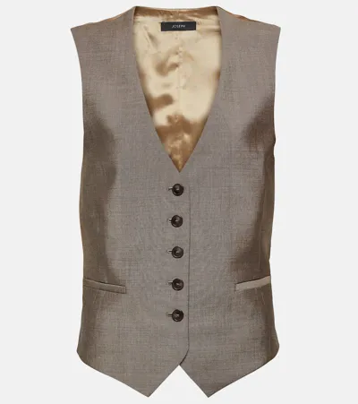 Joseph Kinglake Wool And Mohair Waistcoat In Brown