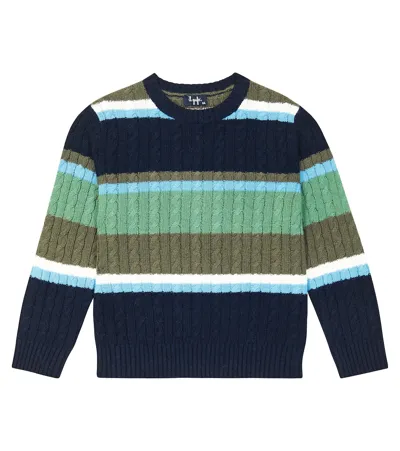 Il Gufo Kids' Striped Virgin Wool Jumper In Blue