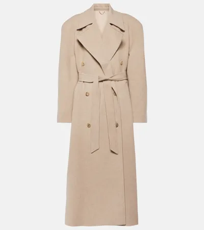 Magda Butrym Belted Cashmere Long Coat In Beige