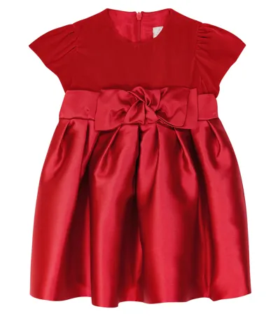 Il Gufo Baby Bow-appliquéd Dress In Red