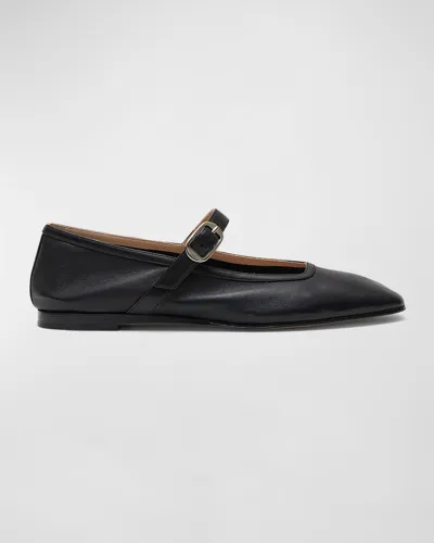 Le Monde Beryl Leather Mary Jane Ballerina Flats In Black