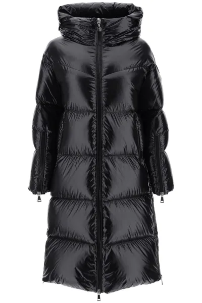 Moncler Huppelong Nylon Down Jacket In Black