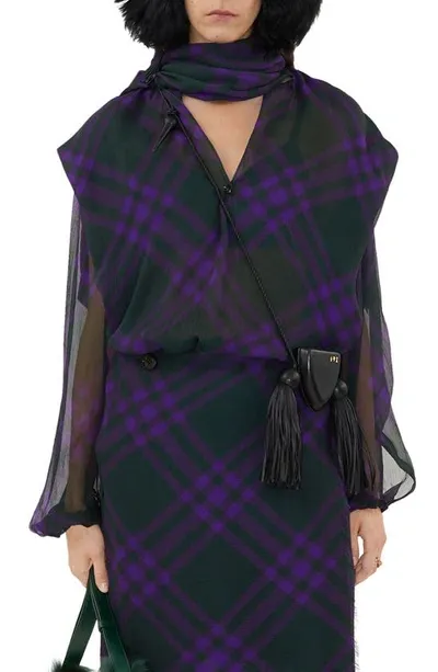 Burberry Silk Check Blouse In Purple