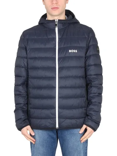 Hugo Boss Calanos Lightweight Puffer Jacket In Blue