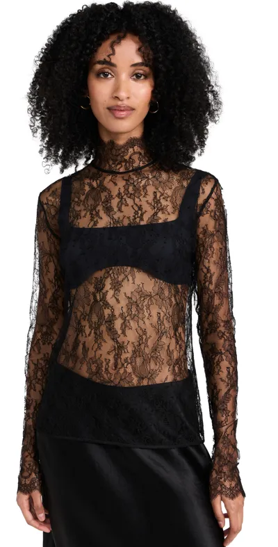 Kiki De Montparnasse All Over Lace Turtleneck In Black