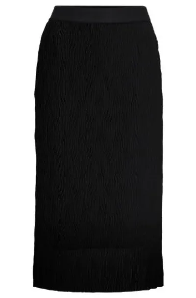 Hugo Boss Stretch-tulle Skirt With Wavy Plissé Pleats In Black