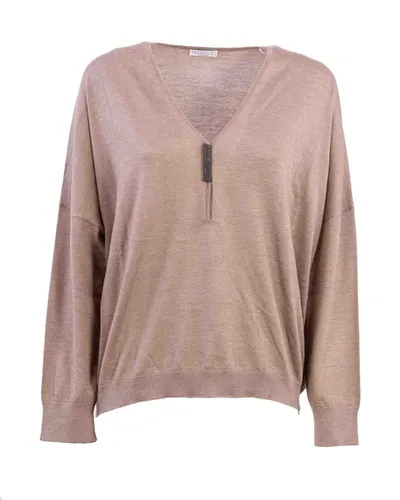 Brunello Cucinelli Lightweight Cashmere And Silk Sweater In Tortora