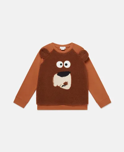 Stella Mccartney Grizzly Bear Fleece Sweatshirt In Brown