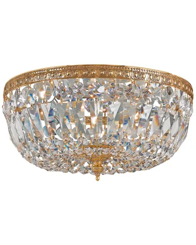 Crystorama 3-light Clear Italian Crystal Brass Flush Mount In Metallic