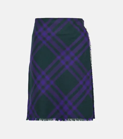 Burberry Checked Wool Wrap Skirt In Multicolor