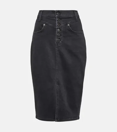 Veronica Beard Herron Denim Midi Skirt In Blue