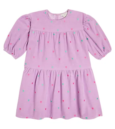 Stella Mccartney Kids' Heart-motif Corduroy Dress In Purple