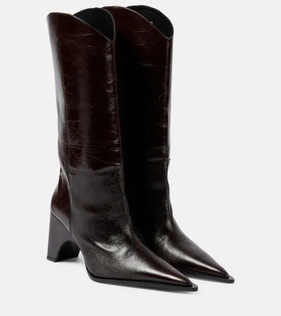 Coperni Bridge Leather Ankle Boots In Brown