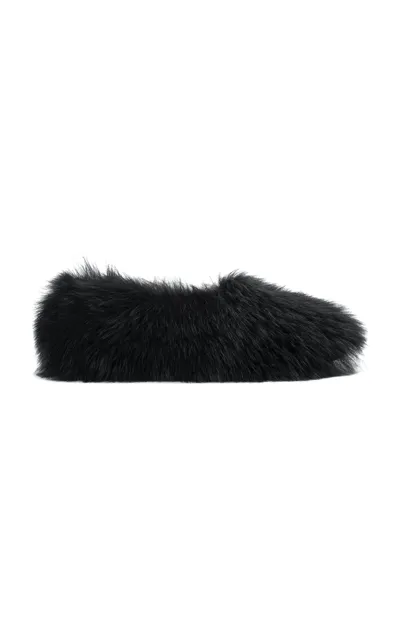 Hvoya Fur Ballet Flats In Black