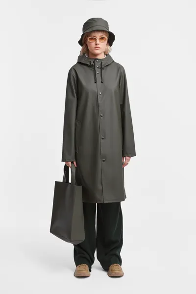 Stutterheim Stockholm Long Print Women Raincoat In Green