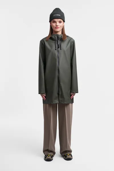 Stutterheim Stockholm Lightweight Zip Women Raincoat In Green