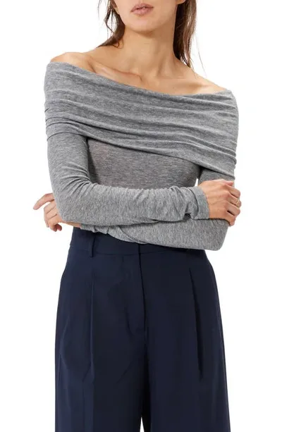 Sophie Rue Triomphe Off The Shoulder Knit Top In Grey