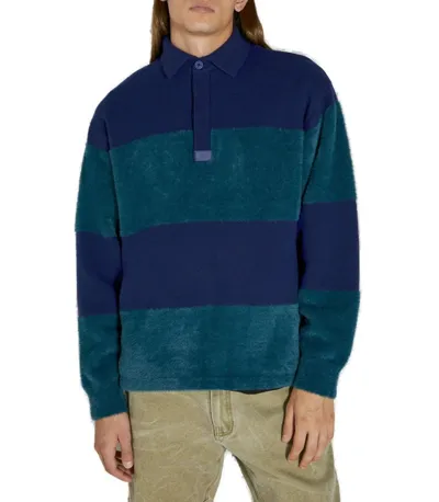 Eytys Striped Crewneck Polo Jumper In Blue