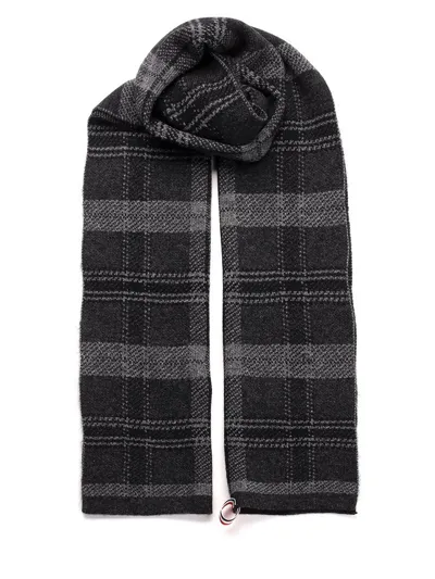 Thom Browne Tartan Jacquard Scarf In Grey