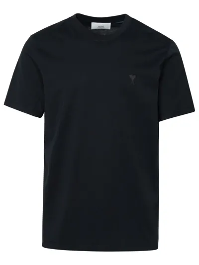 Ami Alexandre Mattiussi Logo-embroidered Cotton-jersey T-shirt In Black