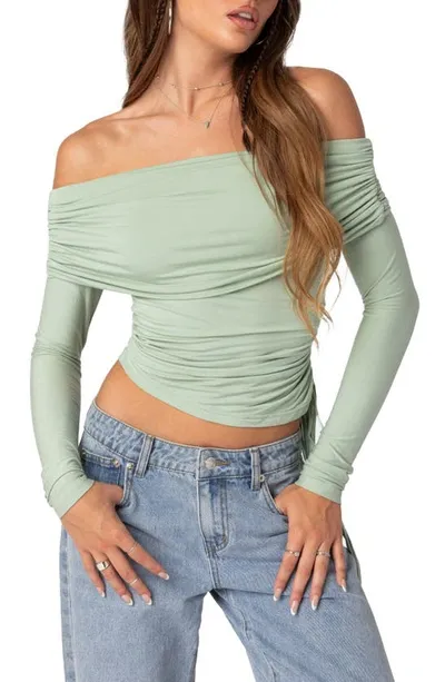 Edikted Women's Gathered Fold Over Drawstring Top In Green