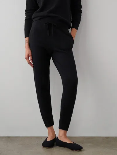 White + Warren Cashmere Jogger Pant In Black