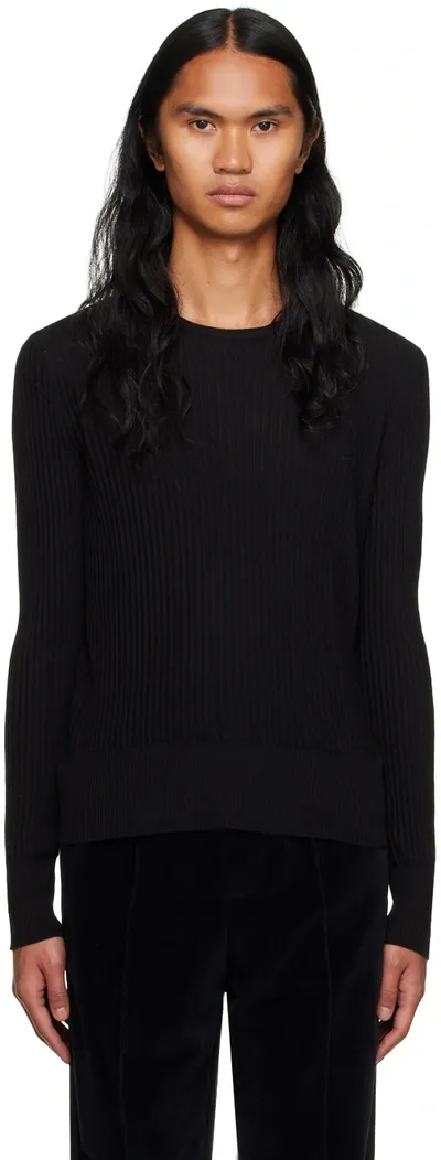 Sapio Ribbed-knit Sweater In Black