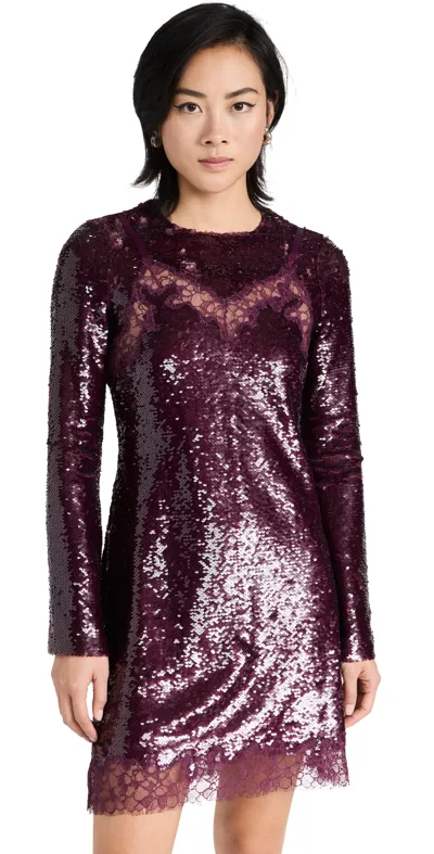 Simkhai Mako Sequin Lace Mini Dress In Purple