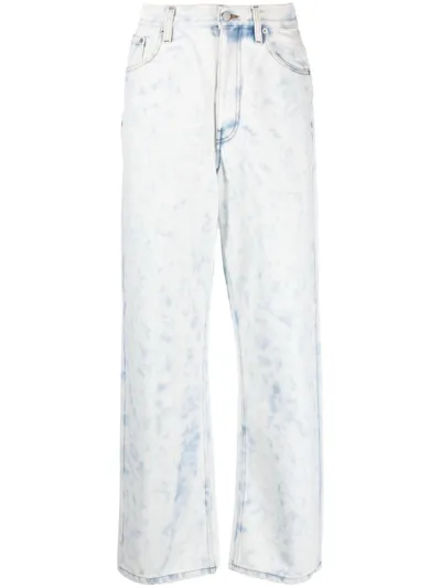 Dries Van Noten Faded Effect Wide Leg Jeans In Blue