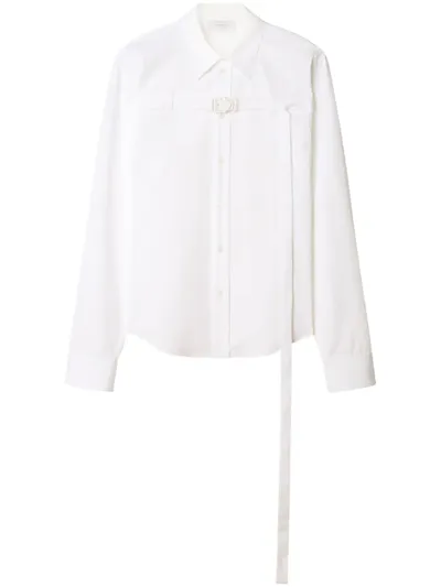 Off-white Cut-out Buckled Poplin Shirt In White