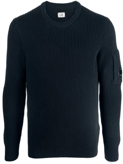 C.p. Company Fine-ribbed Jumper In Blue