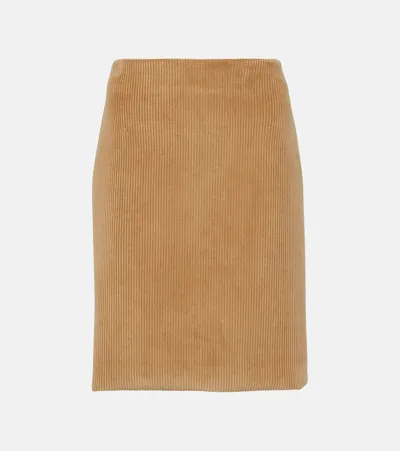 Miu Miu Corduroy Skirt In Nude & Neutrals