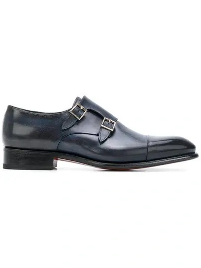 Santoni Monk Shoes In Blue