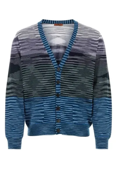 Missoni Man Embroidered Wool Cardigan In Multicolor