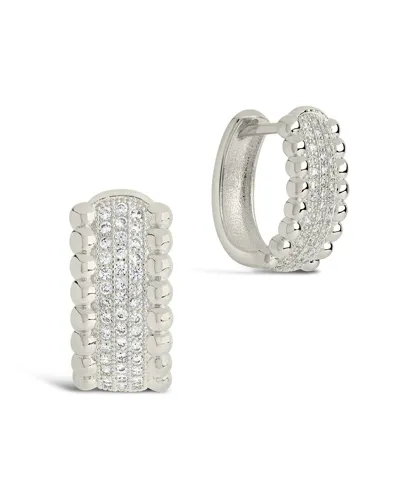 Sterling Forever Cz Ellerie Micro Hoops In Silver