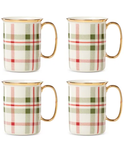 Lenox Holiday 4-piece Plaid Mugs Set In White