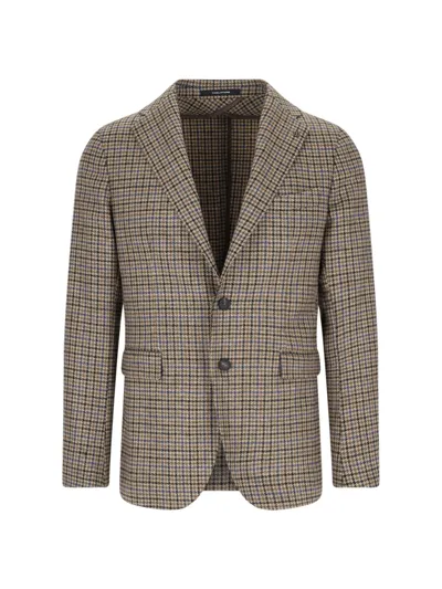 Tagliatore Houndstooth Blazer In Brown