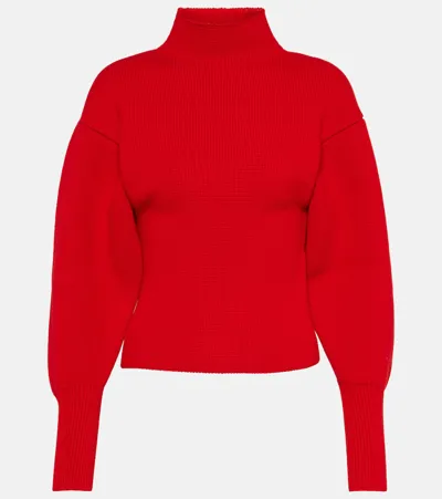 Ferragamo Cashmere Blend Turtleneck Sweater In Red