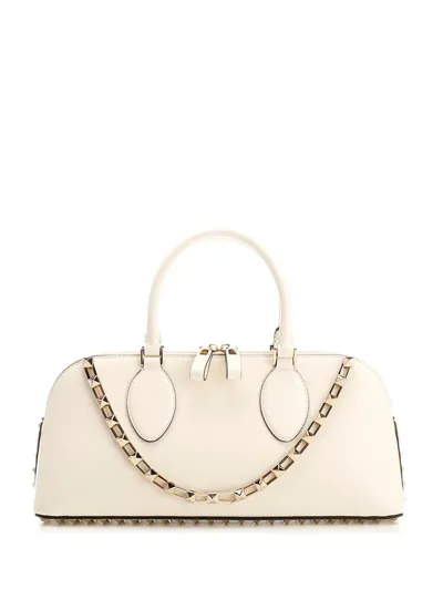 Valentino Garavani Valentino Rockstud Zipped Medium Tote Bag In White