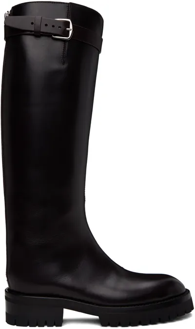 Ann Demeulemeester Nes Riding Boots In Burgundy