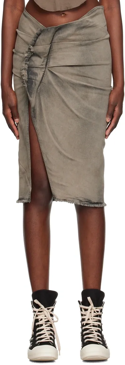 Rick Owens Drkshdw Edfu Denim Skirt In Beige