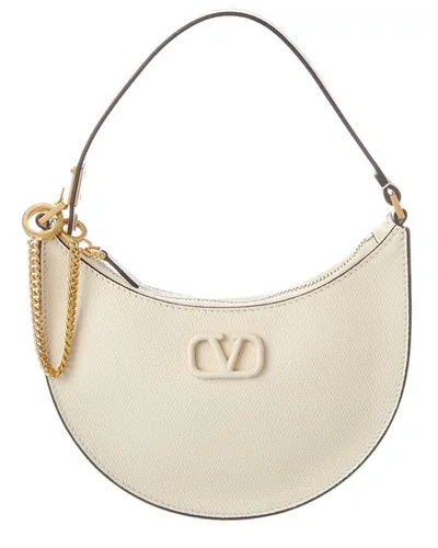 Valentino Garavani Vlogo Mini Textured-leather Shoulder Bag In White