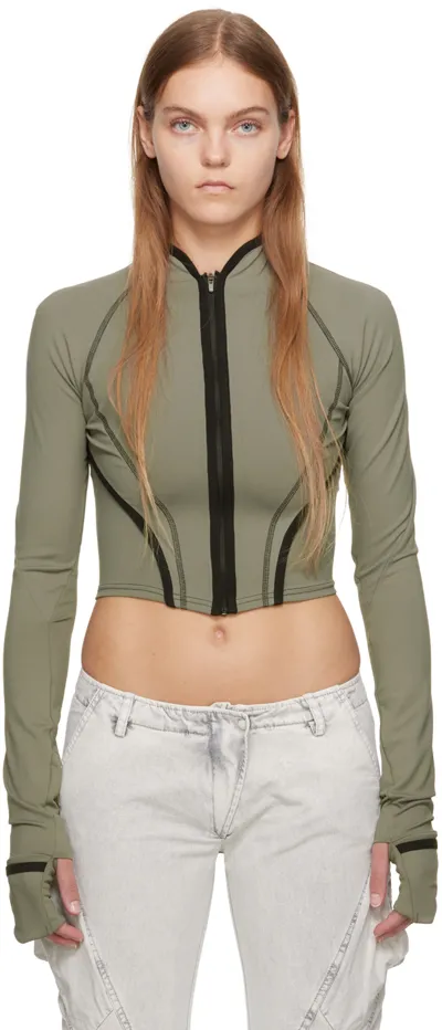 Hyein Seo Slashed Longsleeve Top Foliage In Green