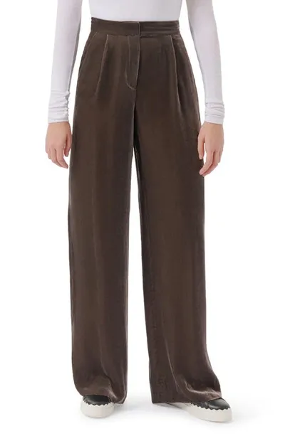 Atm Anthony Thomas Melillo High-rise Velvet Wide-leg Pants In Truffle Grey